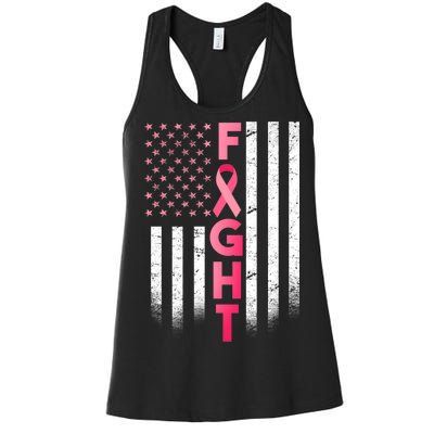 USA Breast Cancer Awareness Fight Logo Women's Racerback Tank