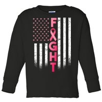 USA Breast Cancer Awareness Fight Logo Toddler Long Sleeve Shirt