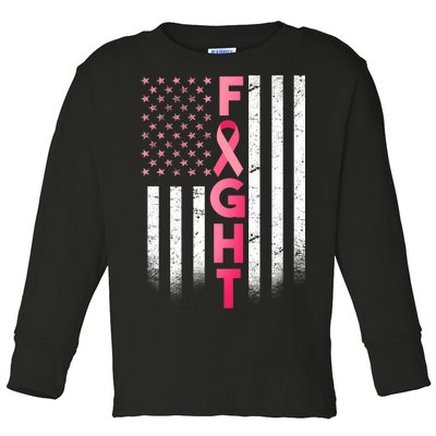 USA Breast Cancer Awareness Fight Logo Toddler Long Sleeve Shirt