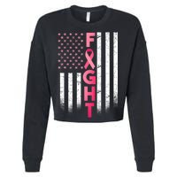 USA Breast Cancer Awareness Fight Logo Cropped Pullover Crew