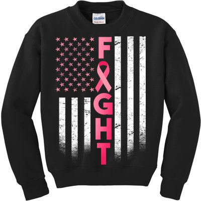 USA Breast Cancer Awareness Fight Logo Kids Sweatshirt