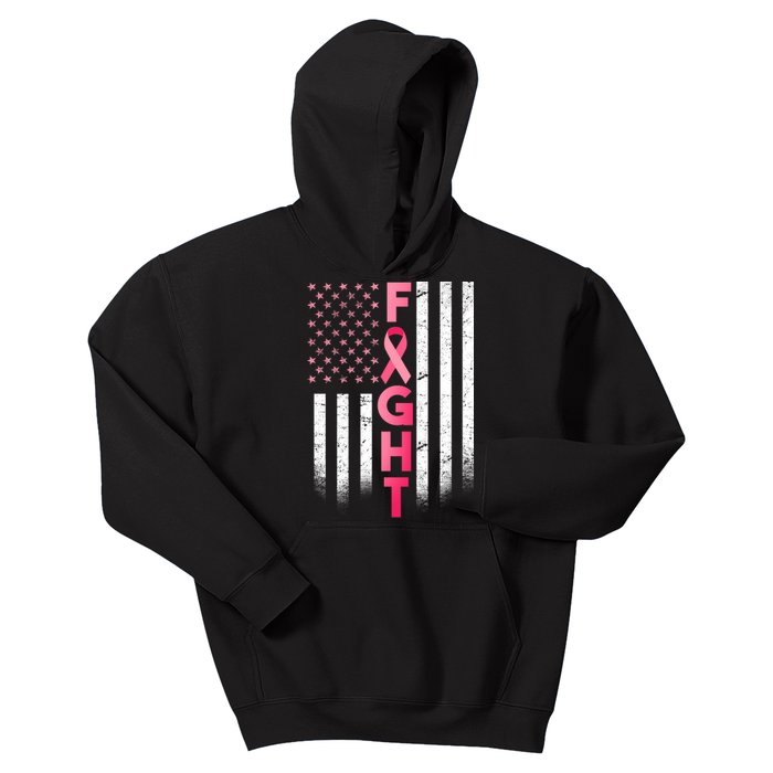 USA Breast Cancer Awareness Fight Logo Kids Hoodie