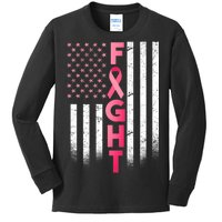 USA Breast Cancer Awareness Fight Logo Kids Long Sleeve Shirt