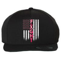 USA Breast Cancer Awareness Fight Logo Wool Snapback Cap