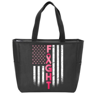 USA Breast Cancer Awareness Fight Logo Zip Tote Bag