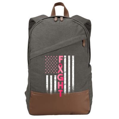 USA Breast Cancer Awareness Fight Logo Cotton Canvas Backpack