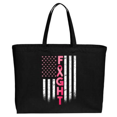 USA Breast Cancer Awareness Fight Logo Cotton Canvas Jumbo Tote