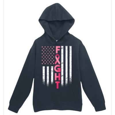 USA Breast Cancer Awareness Fight Logo Urban Pullover Hoodie