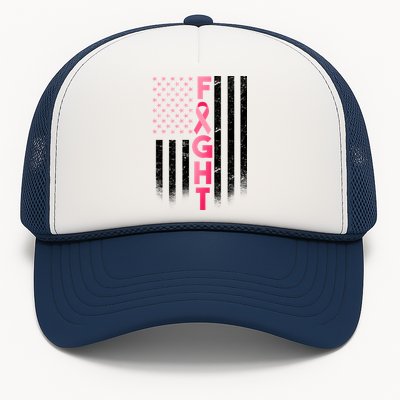 USA Breast Cancer Awareness Fight Logo Trucker Hat