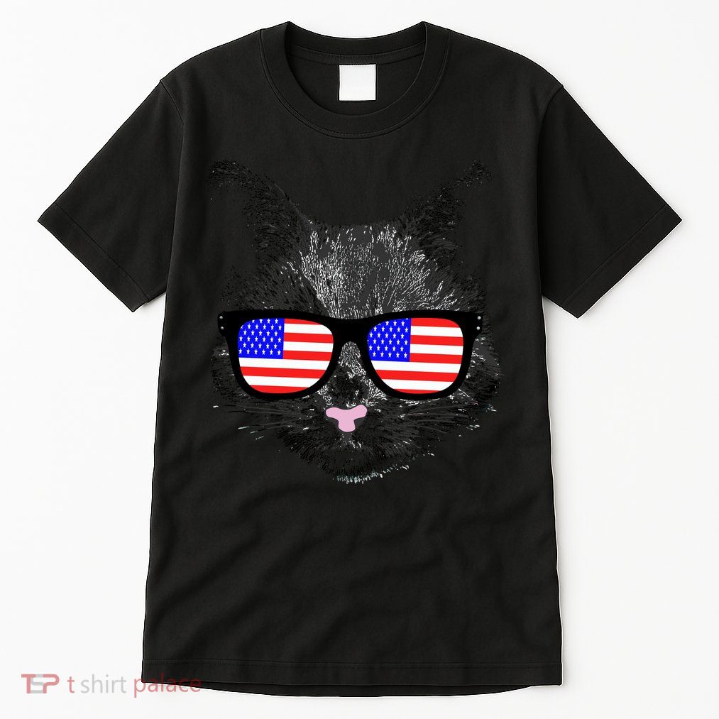 USA Cat Wearing American Flag Glasses Tall T-Shirt