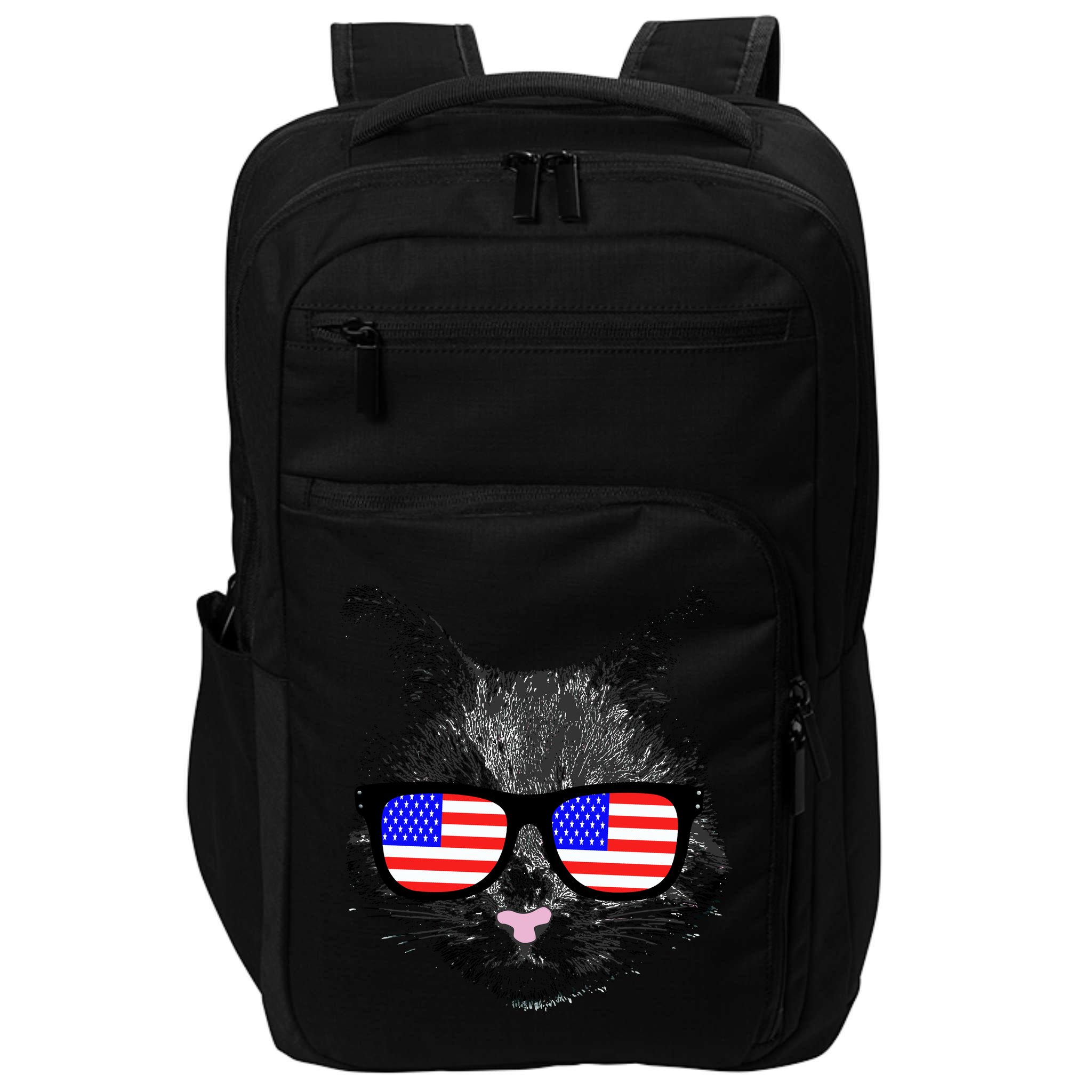 USA Cat Wearing American Flag Glasses Impact Tech Backpack