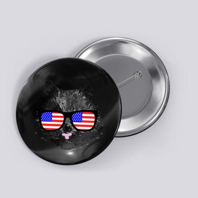 USA Cat Wearing American Flag Glasses Button