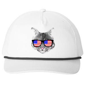 USA Cat Wearing American Flag Glasses Snapback Five-Panel Rope Hat