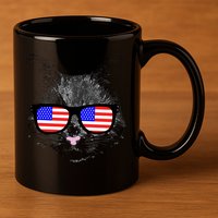 USA Cat Wearing American Flag Glasses 11oz C Handle Ceramic Mug