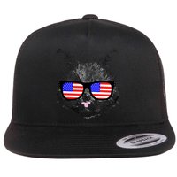 USA Cat Wearing American Flag Glasses Flatbill Hat