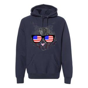 USA Cat Wearing American Flag Glasses Premium Hoodie