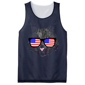 USA Cat Wearing American Flag Glasses Mesh Reversible Basketball Jersey Tank