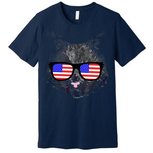 USA Cat Wearing American Flag Glasses Premium T-Shirt