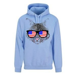 USA Cat Wearing American Flag Glasses Unisex Surf Hoodie