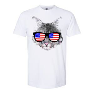 USA Cat Wearing American Flag Glasses Softstyle CVC T-Shirt