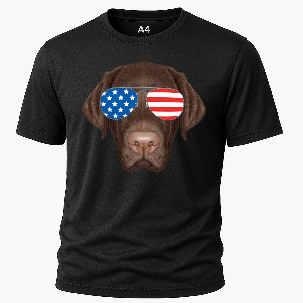 USA Chocolate Lab Dog Cooling Performance Crew T-Shirt