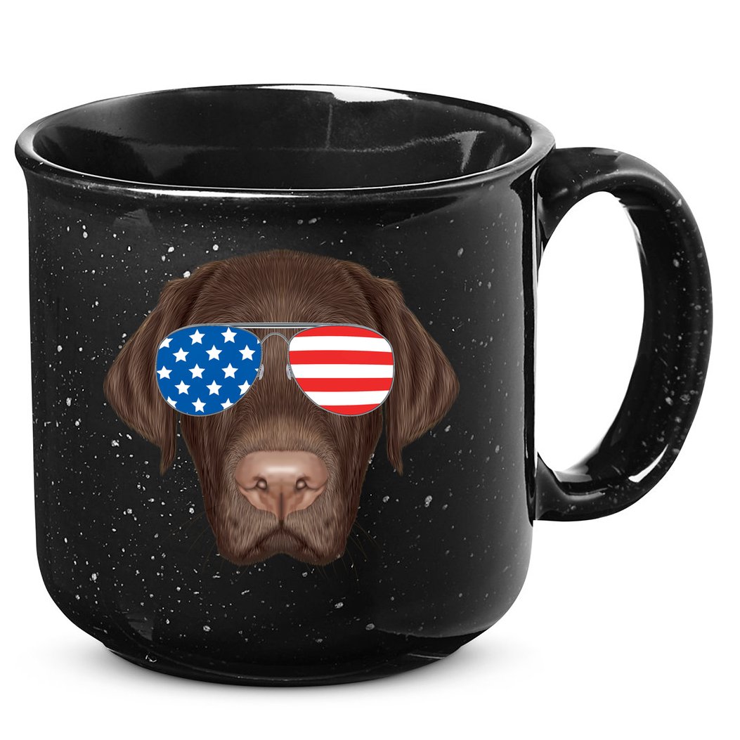 USA Chocolate Lab Dog 15oz Campfire Ceramic Mug