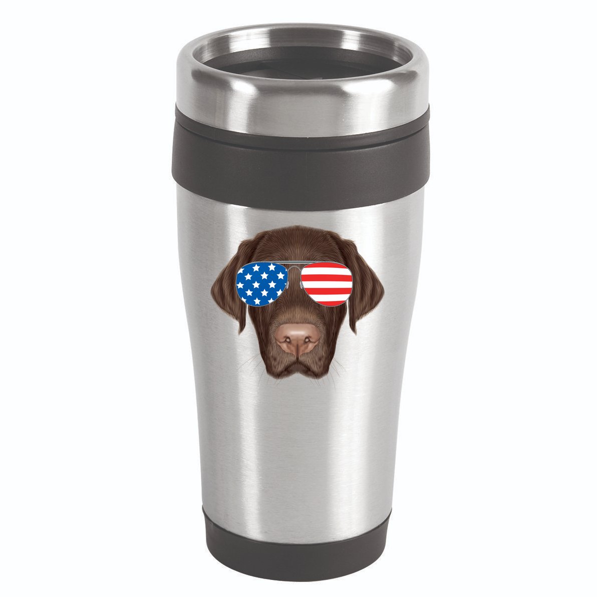 USA Chocolate Lab Dog 16oz Travel Tumbler