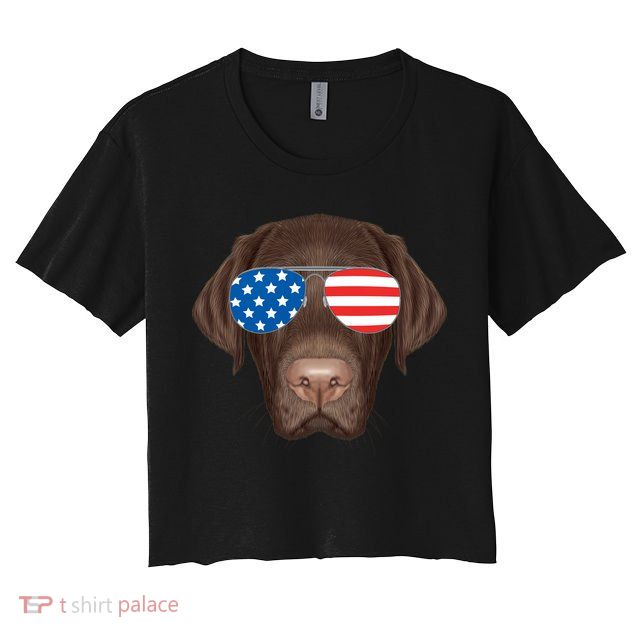 USA Chocolate Lab Dog Crop Top