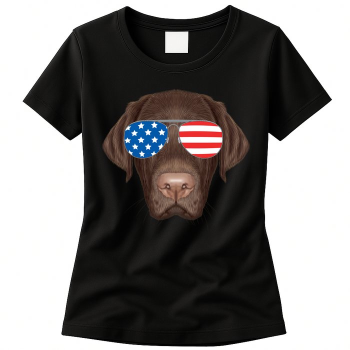 USA Chocolate Lab Dog Womens T-Shirt