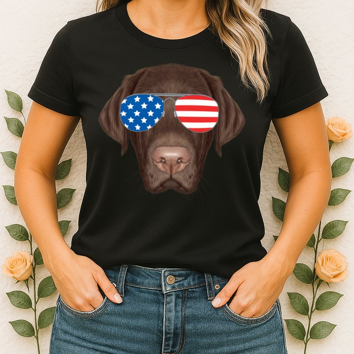 USA Chocolate Lab Dog Womens T-Shirt