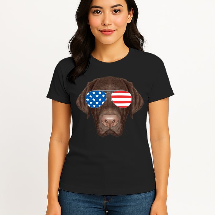 USA Chocolate Lab Dog Womens T-Shirt