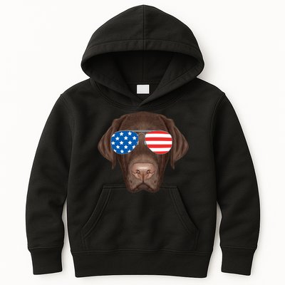 USA Chocolate Lab Dog Kids Hoodie