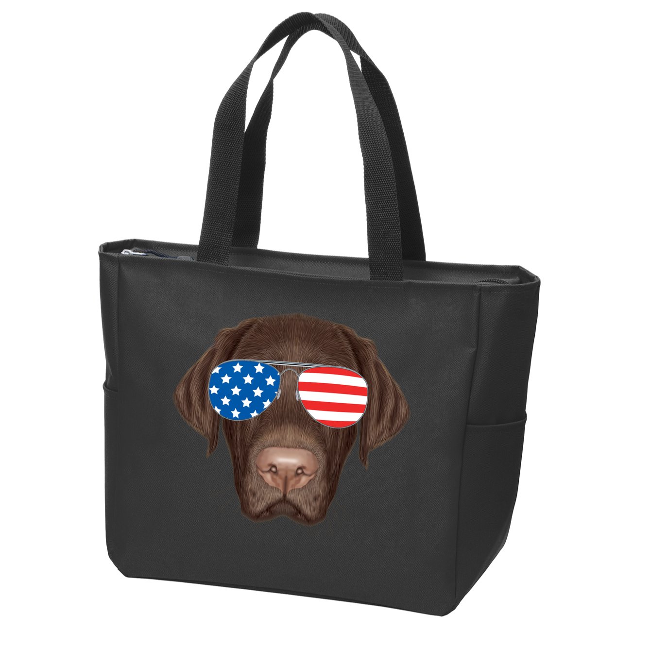 USA Chocolate Lab Dog Zip Tote Bag