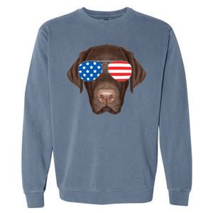 USA Chocolate Lab Dog Garment-Dyed Sweatshirt