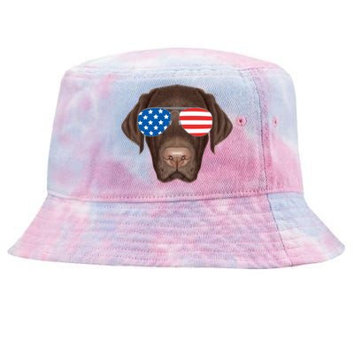 USA Chocolate Lab Dog Tie-Dyed Bucket Hat