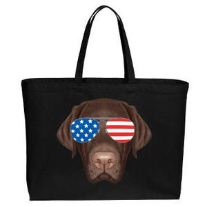 USA Chocolate Lab Dog Cotton Canvas Jumbo Tote