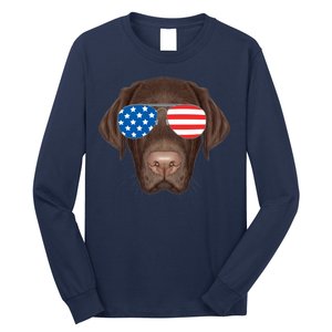 USA Chocolate Lab Dog Long Sleeve Shirt