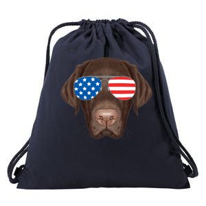 USA Chocolate Lab Dog Drawstring Bag