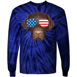 USA Chocolate Lab Dog Tie-Dye Long Sleeve Shirt