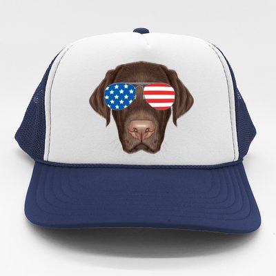 USA Chocolate Lab Dog Trucker Hat