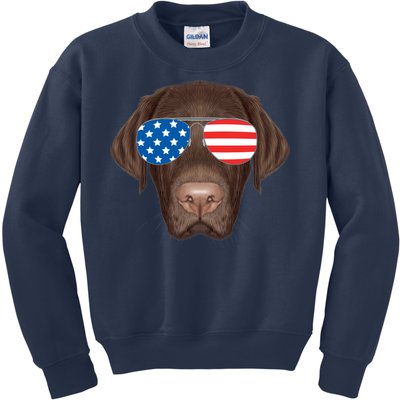 USA Chocolate Lab Dog Kids Sweatshirt