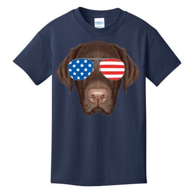 USA Chocolate Lab Dog Kids T-Shirt