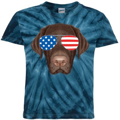 USA Chocolate Lab Dog Kids Tie-Dye T-Shirt