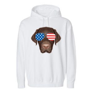 USA Chocolate Lab Dog Garment-Dyed Fleece Hoodie