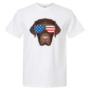 USA Chocolate Lab Dog Garment-Dyed Heavyweight T-Shirt