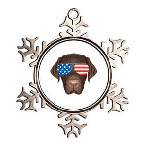 USA Chocolate Lab Dog Metallic Star Ornament