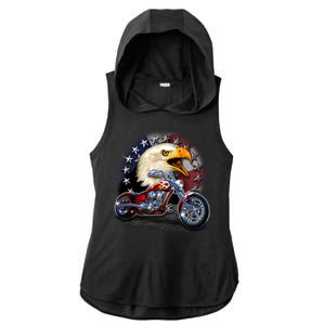 USA Chopper Bald Eagle Muscle Ladies PosiCharge Tri-Blend Wicking Draft Hoodie Tank