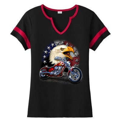 USA Chopper Bald Eagle Muscle Ladies Halftime Notch Neck Tee