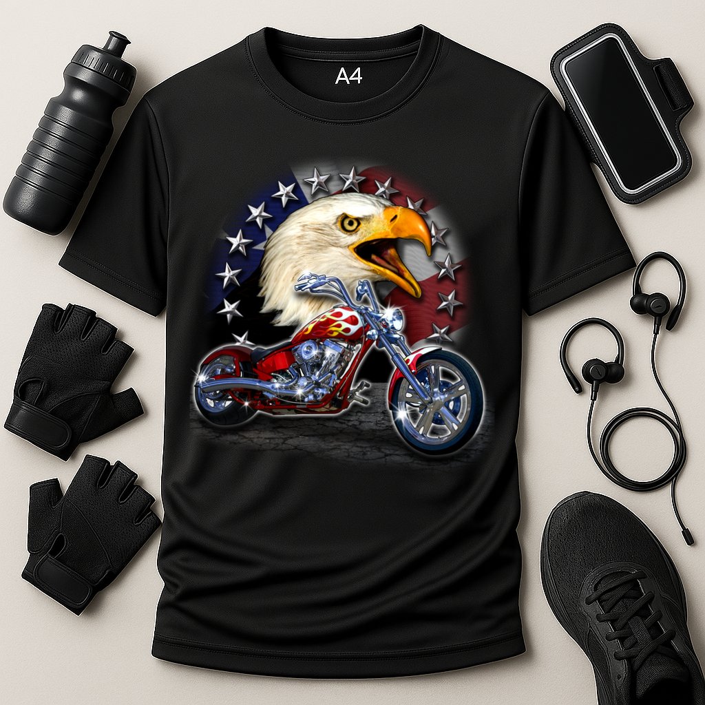 USA Chopper Bald Eagle Muscle Cooling Performance Crew T-Shirt