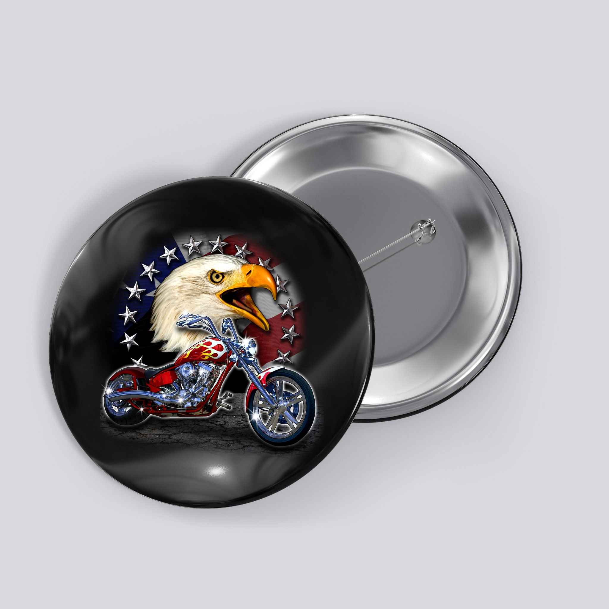 USA Chopper Bald Eagle Muscle Button